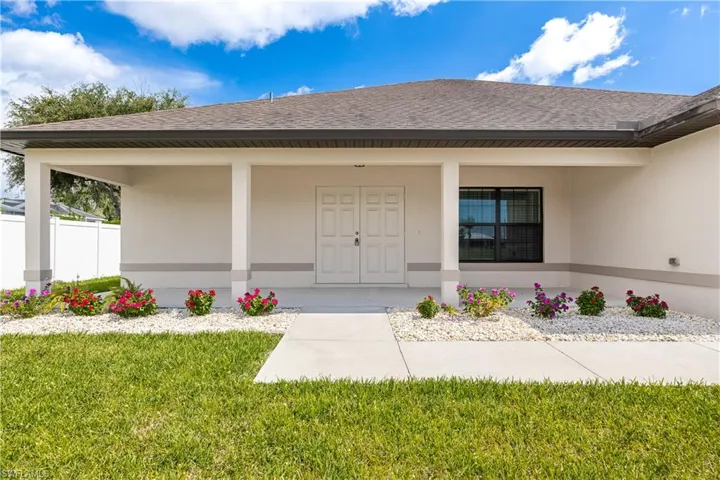 Covered entry with dual front doors