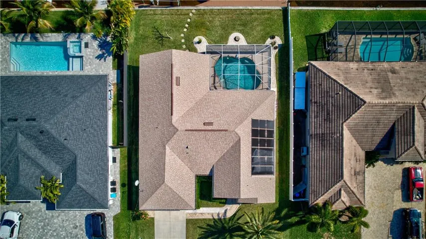 Aerial view of a pool