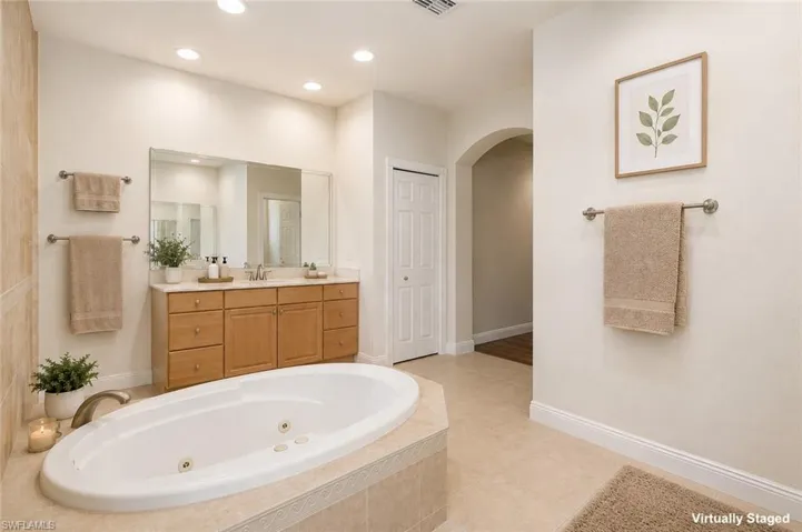 Soaking tub with a tiled surround
