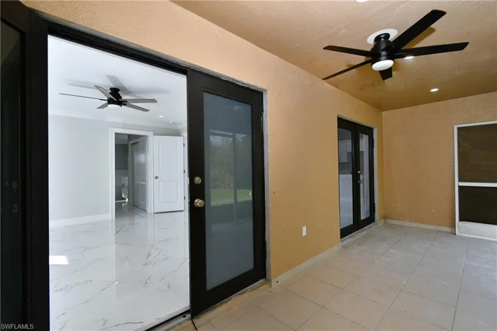 View of patio / terrace featuring ceiling fan