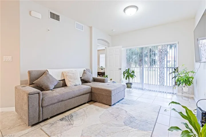 View of tiled living room