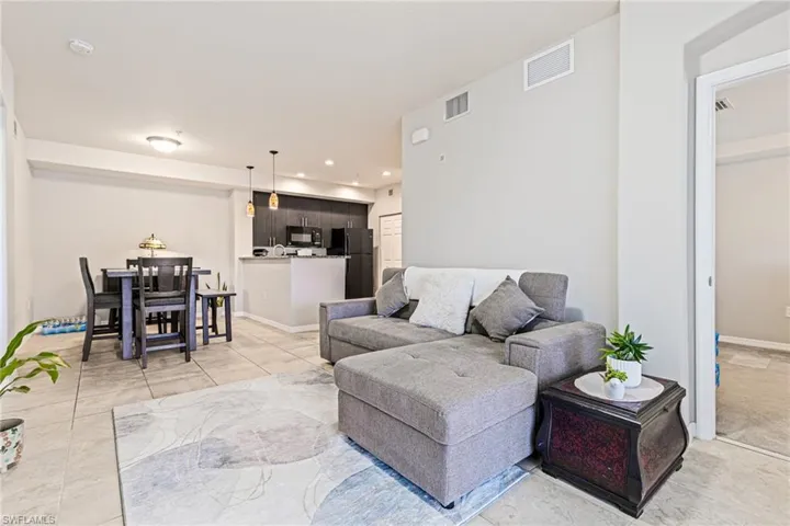 View of tiled living room