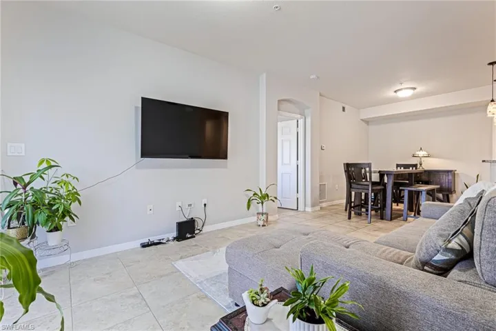 View of tiled living room