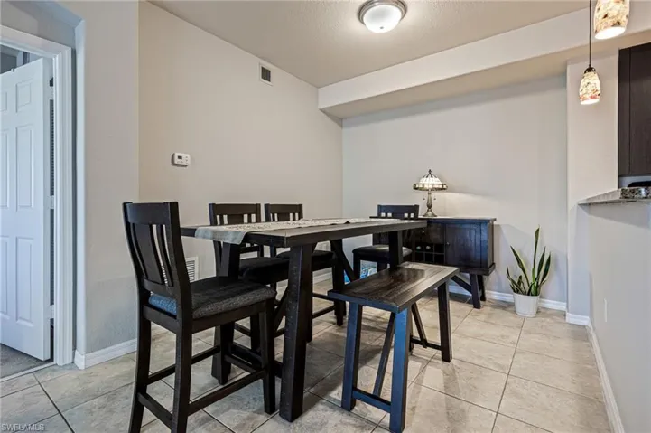 View of tiled dining space