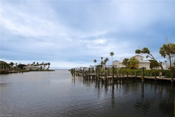 Water view with a boat dock