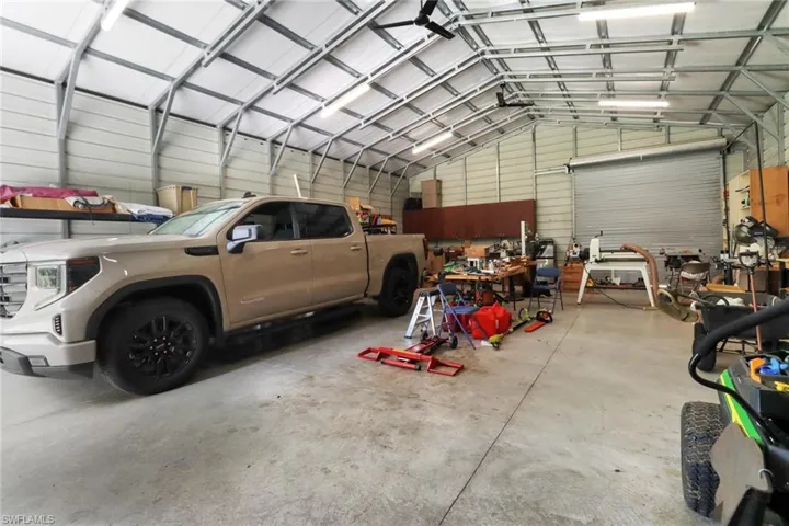 Garage with a workshop area