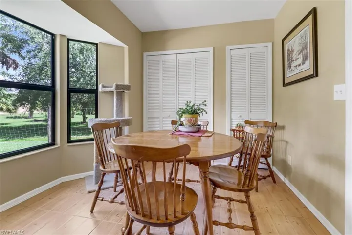 Dining room with light wood-type flooring
