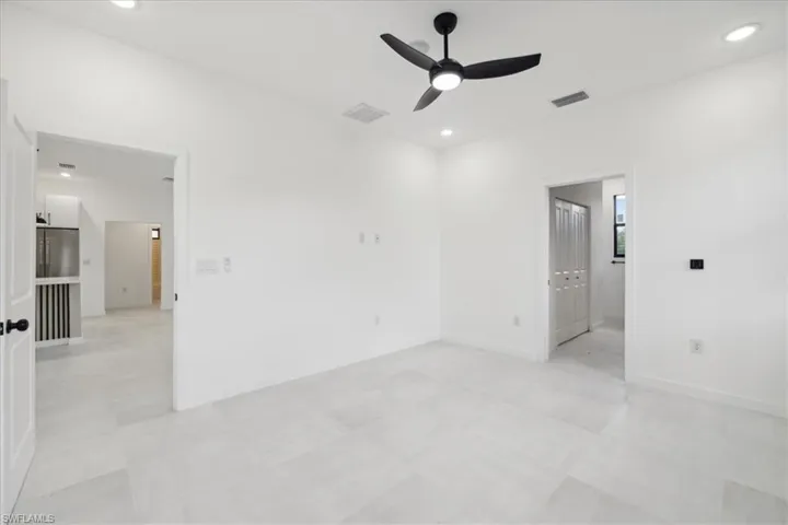 Spare room featuring ceiling fan and recessed lighting