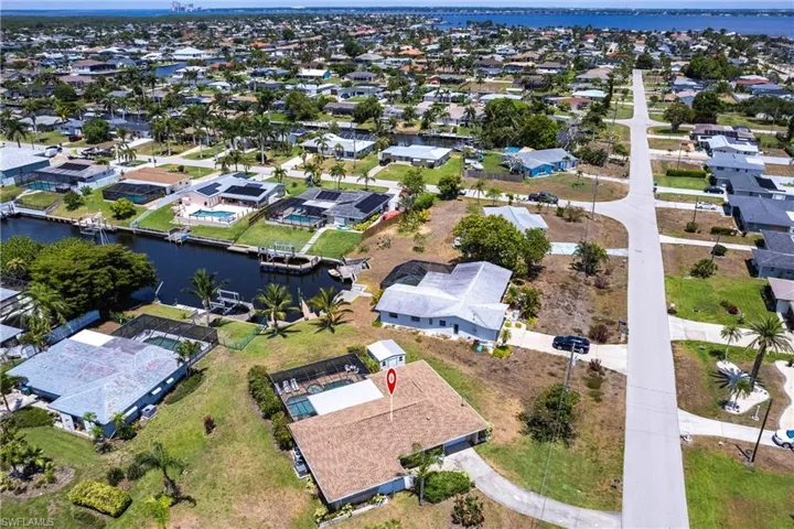Aerial perspective of property, canal and river views
