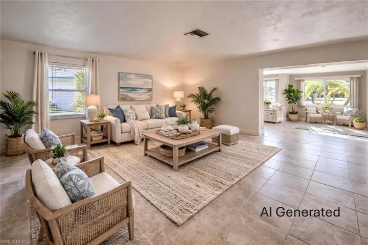 Living room with baseboards and light tile patterned floors