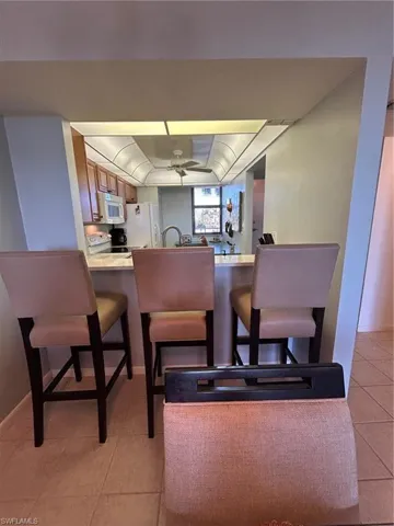 View of tiled dining room