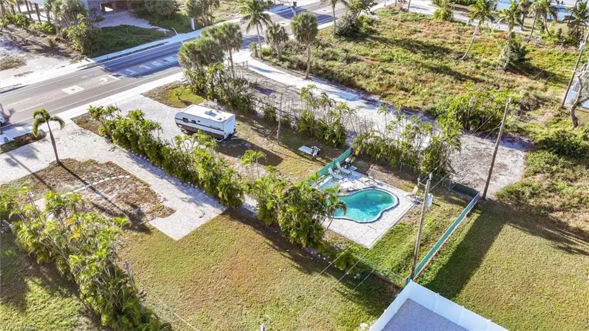 Aerial view of a pool
