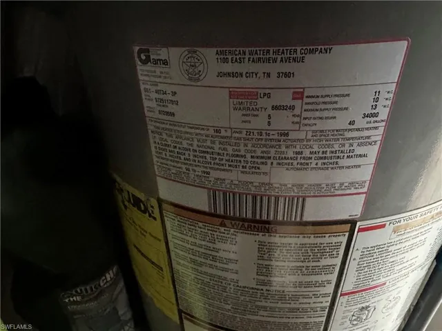 Room details featuring gas water heater