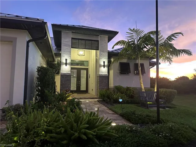 Doorway to property at night