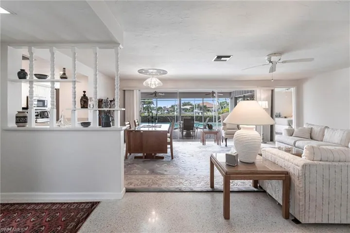 Living room with ceiling fan