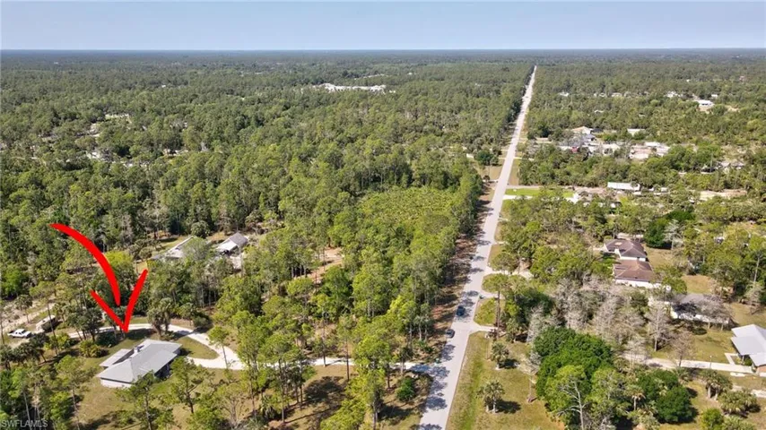 Aerial view with a wooded view