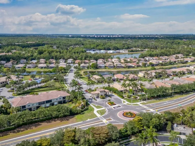 Aerial view community entrance