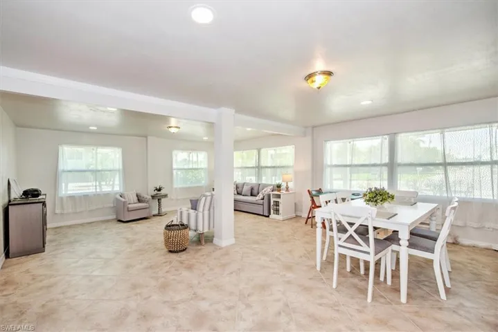 View of tiled dining room
