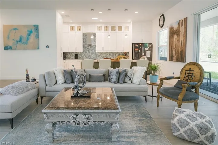 Living room featuring wood finished floors and recessed lighting
