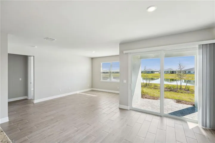 Spare room with a water view