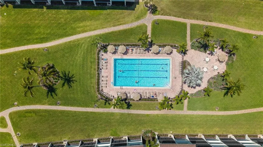 Aerial view of a pool area