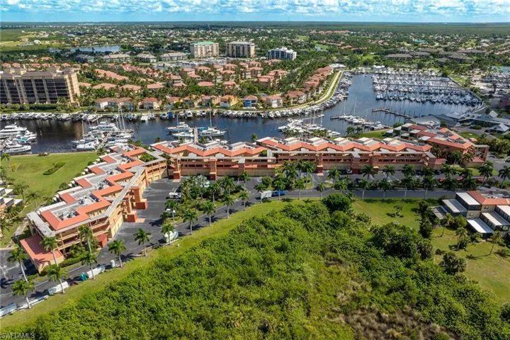 Drone / aerial view of a marina