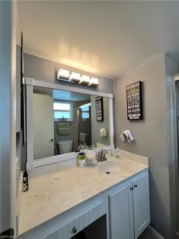 Bathroom featuring toilet and vanity
