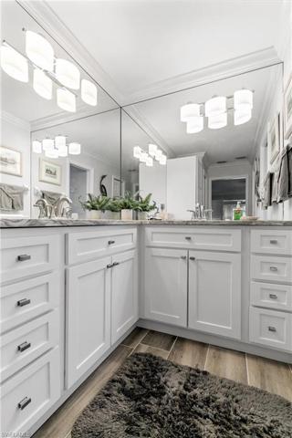 Master bath with lots of storage. Two closets.