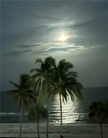 Property view overlooking moonlit beac