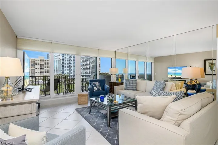View of tiled living room
