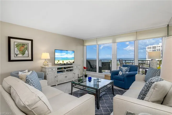 View of tiled living room