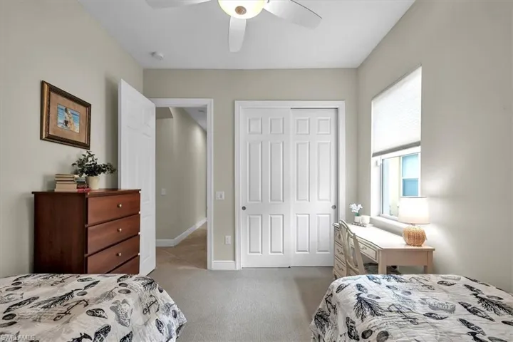 Guest bedroom in corner of home