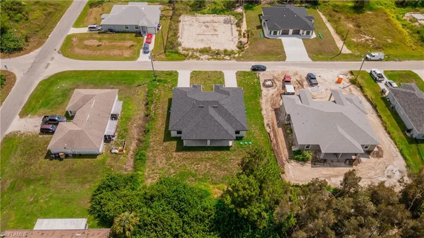 Aerial perspective of suburban area