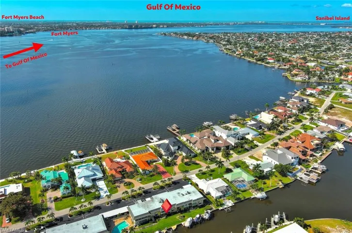 Aerial view with a open water access