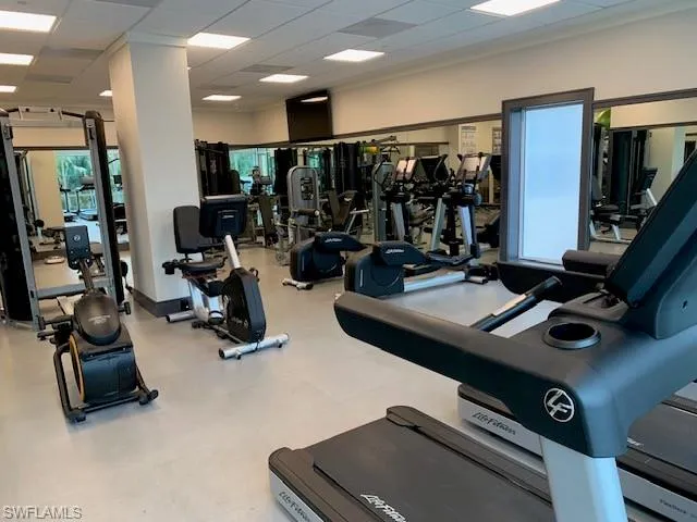 Workout area with a drop ceiling