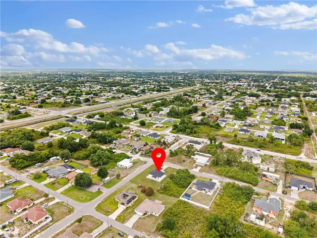Aerial perspective of suburban area