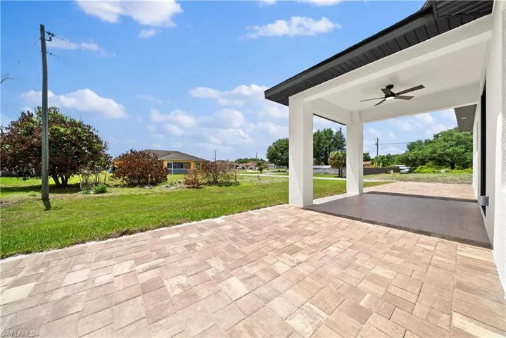View of patio / terrace featuring ceiling fan