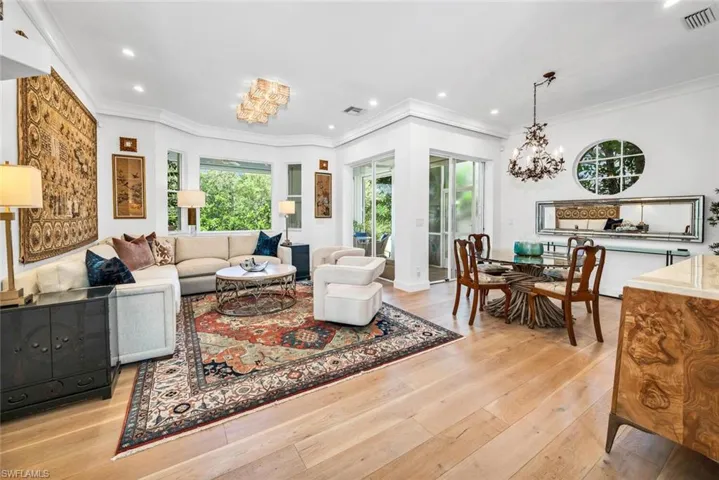 Living room - French oak floors and power blinds.