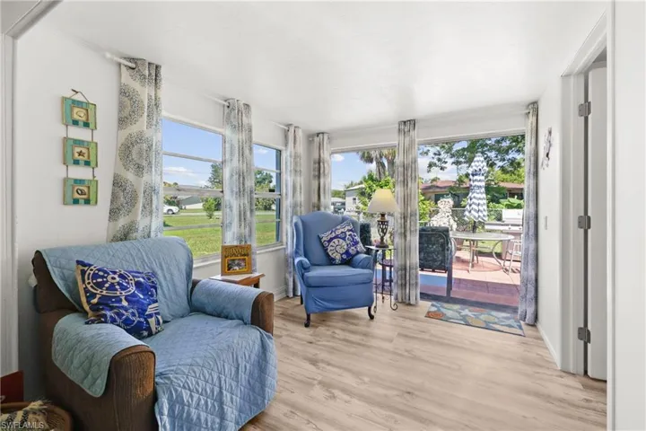 Separate sitting room Off the 3rd bedroom and relaxing view of the water feature and back yard
