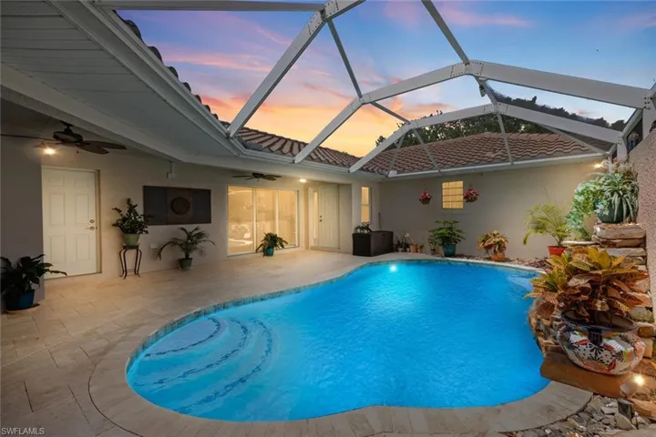 Enjoy a dip in the pool at sunset