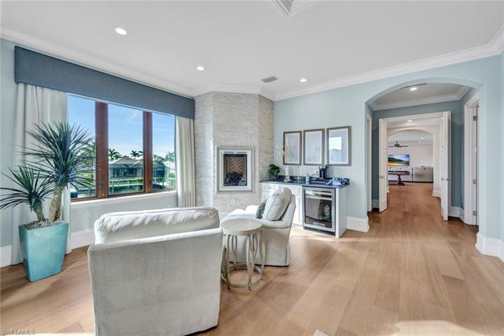 Sitting room in the Master Bedroom features a fireplace and kitchenette.