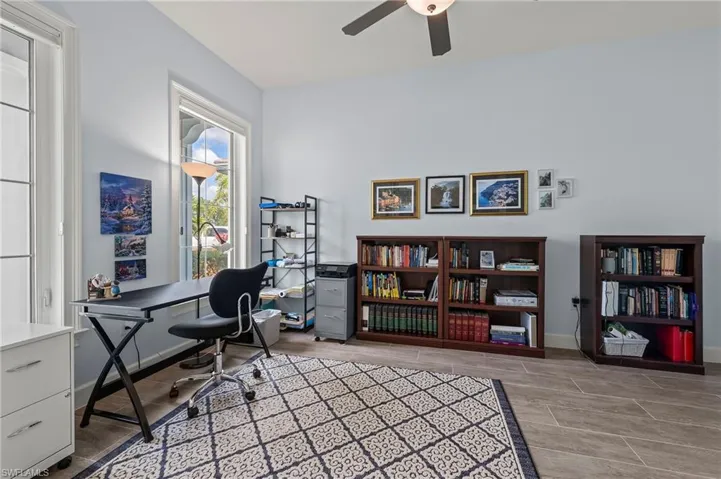 Office area with ceiling fan