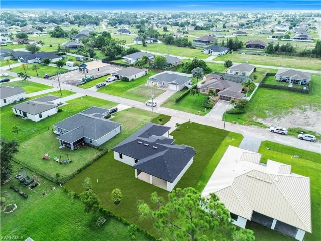 Aerial perspective of suburban area