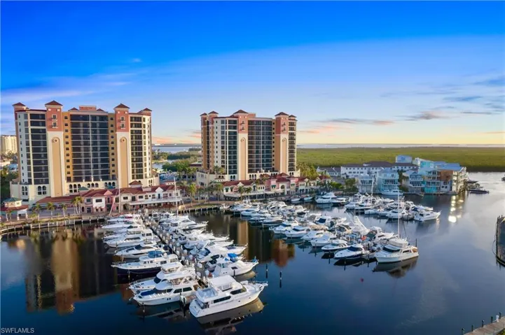 Water view featuring a marina