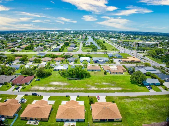 Aerial perspective of suburban area