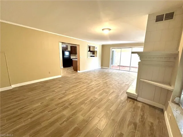 Family room looking to kitchen with pass trhough