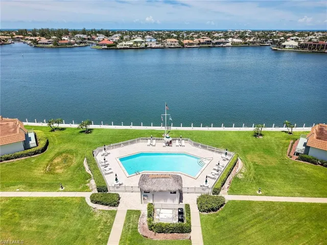 Aerial View of the Pool and the Bay