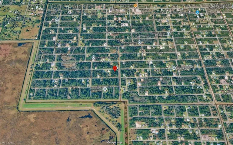 Aerial Map. Indicating the geographic coordinates and surrounding parcels of the property