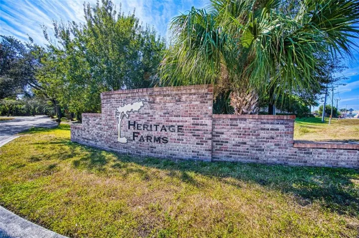 Community sign with a lawn