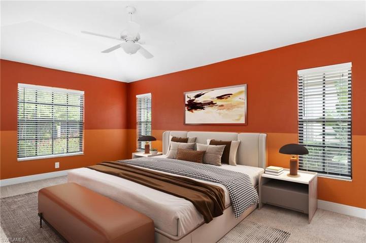 virtually staged primary bedroom